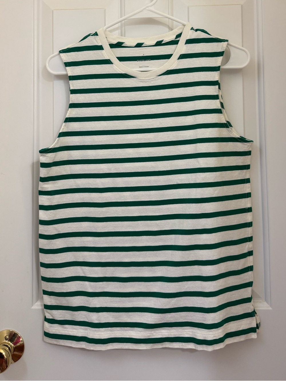 Everlane Green and White Striped Tee